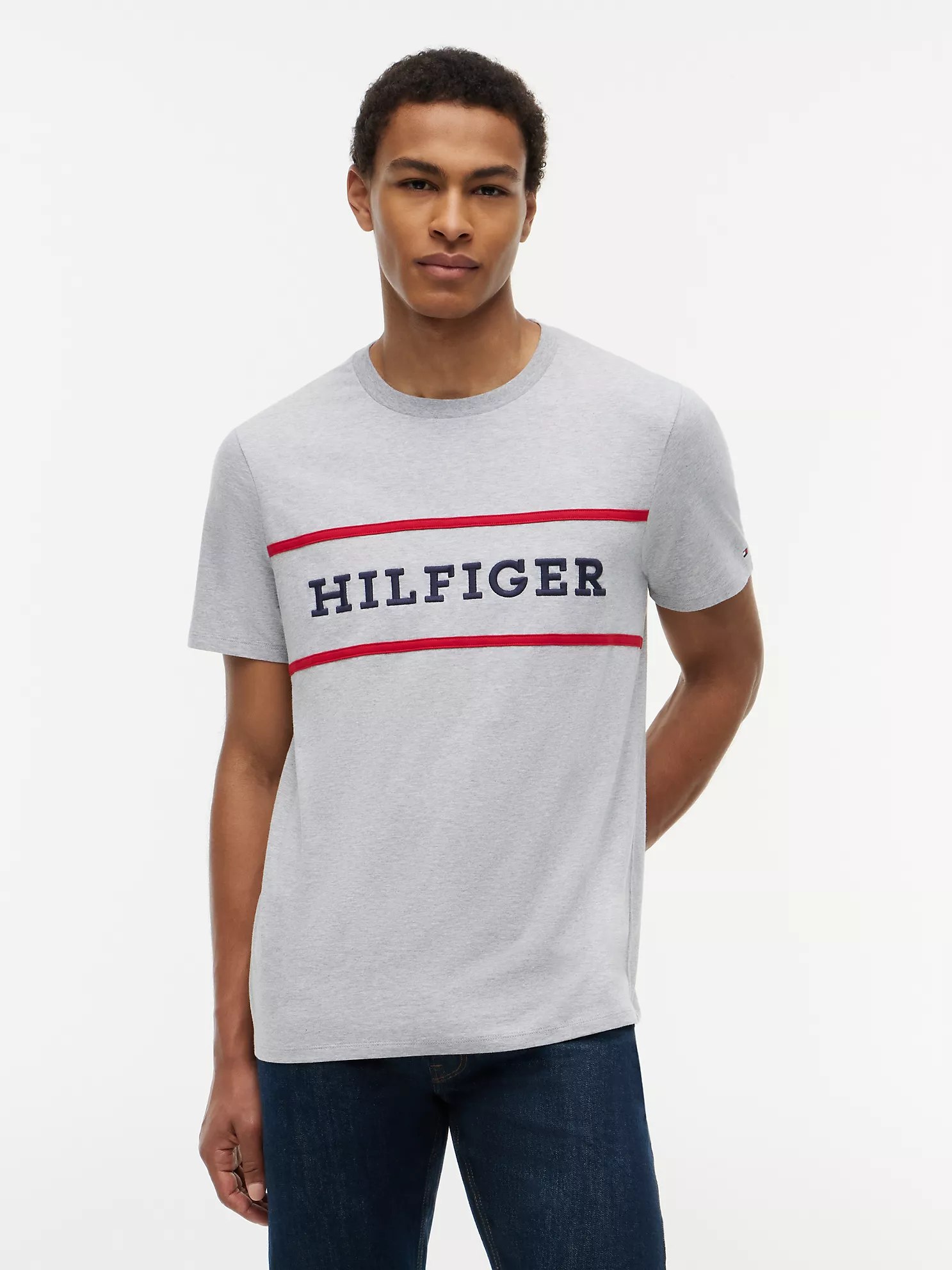 Hilfiger Logo T-Shirt-Grey Heather