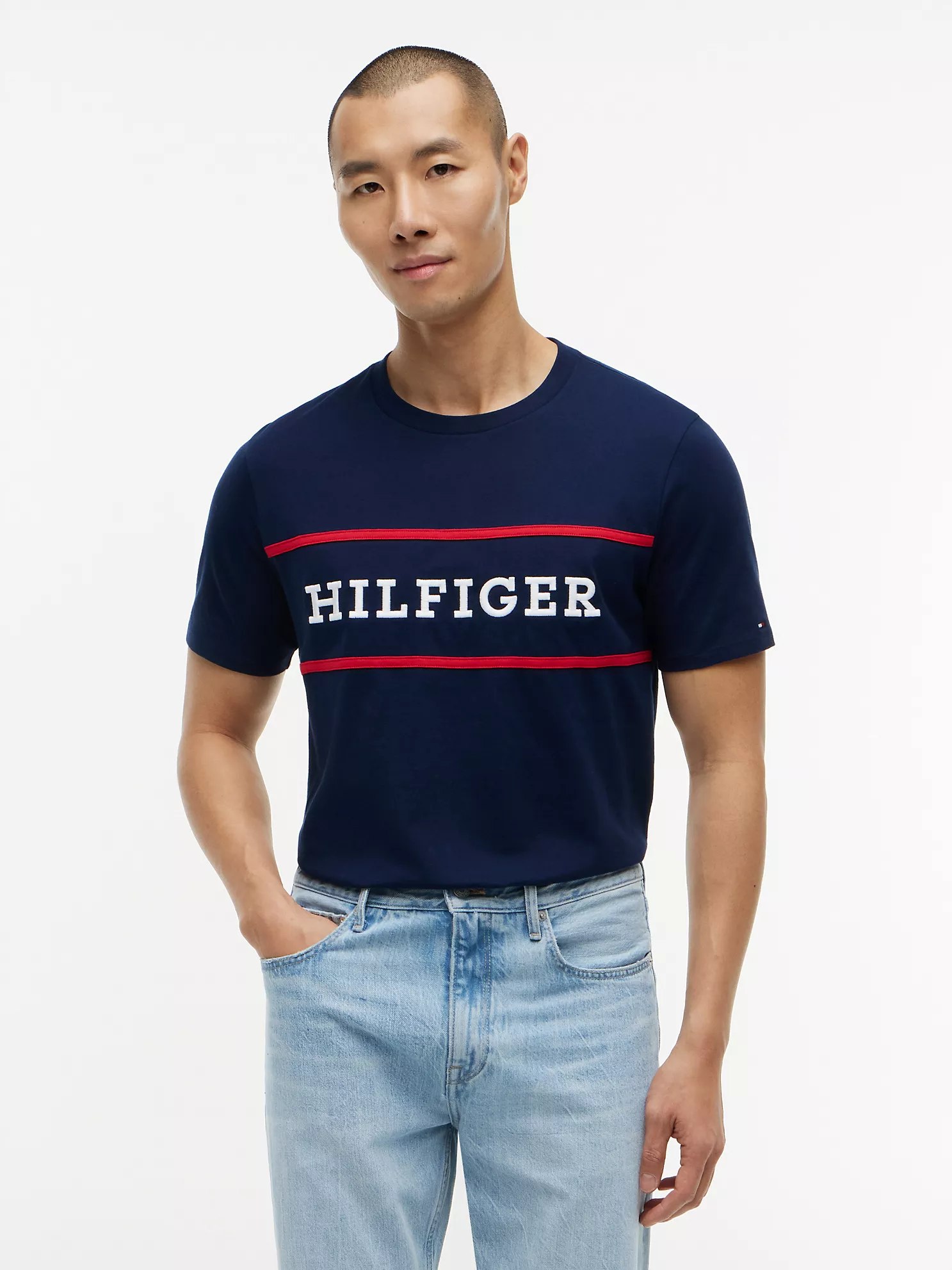 Hilfiger Logo T-Shirt-Carbon Navy