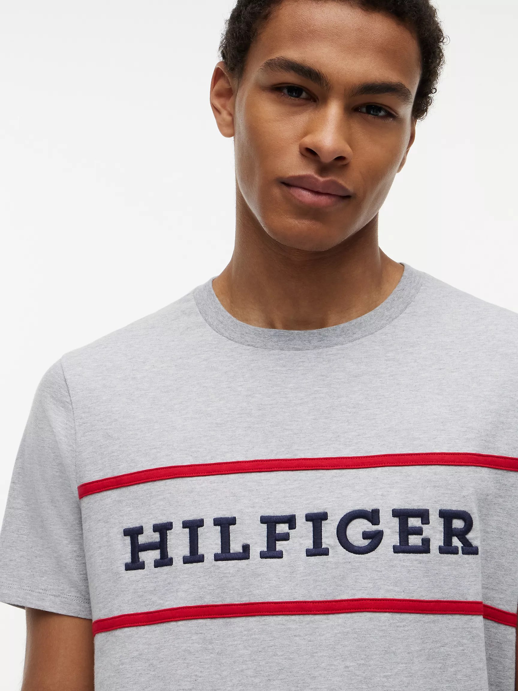 Hilfiger Logo T-Shirt-Grey Heather - Image 2