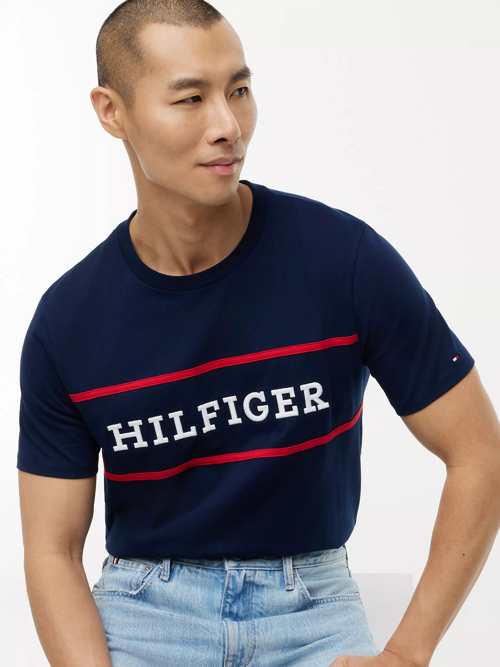 Hilfiger Logo T-Shirt-Carbon Navy - Image 3