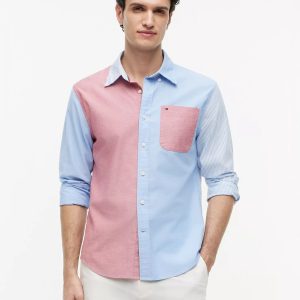 Regular Fit Colorblock Oxford Shirt-Copenhagen Blue Multi
