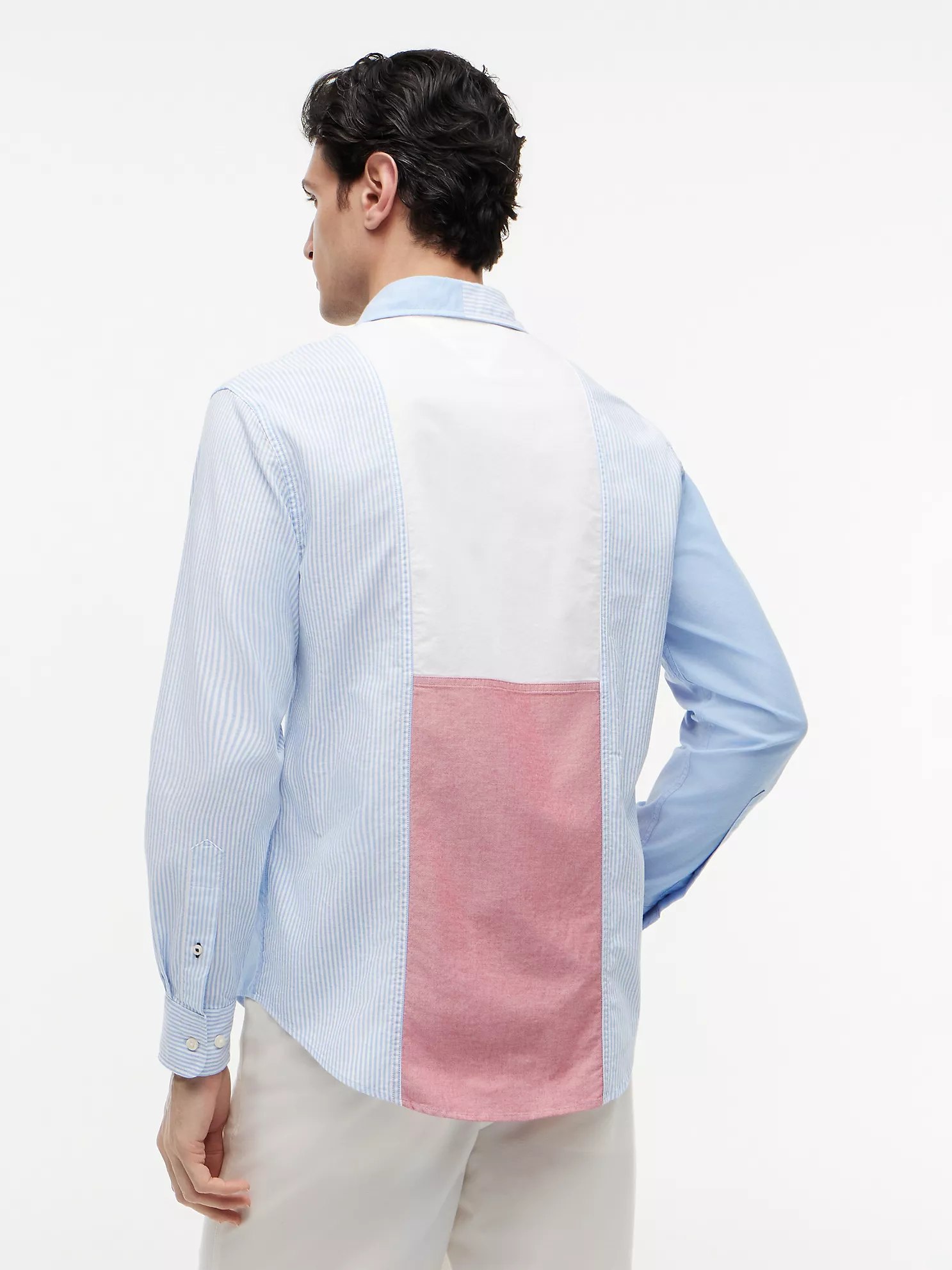 Regular Fit Colorblock Oxford Shirt-Copenhagen Blue Multi - Image 4