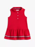 Babies' Sleeveless Stretch Polo Dress-Red