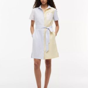 Multistripe Oxford Shirtdress-Citronella