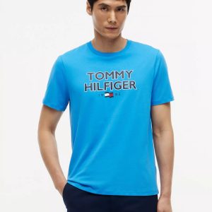 Bold Tommy 1985 Logo T-Shirt-Deep Sky Blue