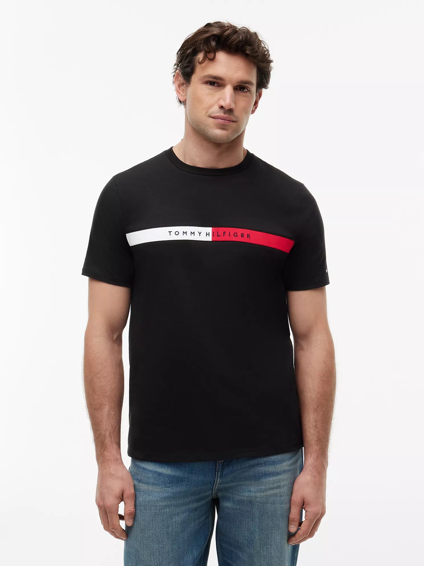 Colorblock Flag Logo T-Shirt-Black