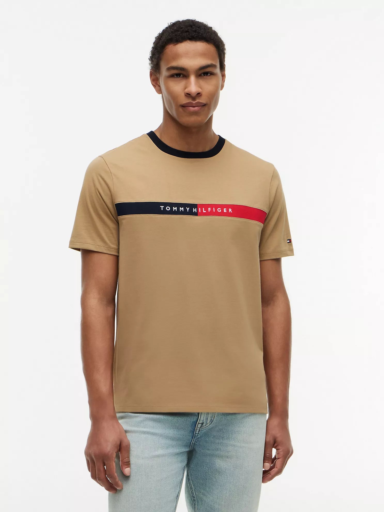 Colorblock Flag Logo T-Shirt-Dark Dune
