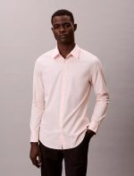 Slim Stretch Button-Down Shirt-Cloud Pink
