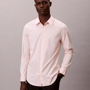 Slim Stretch Button-Down Shirt-Cloud Pink