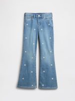 Kids High Rise Embroidered '70s Flare Jeans-Medium Wash
