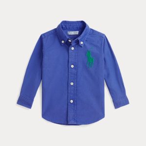 Big Pony Cotton Oxford Shirt Baby Boy/Toddler/Kids-New Iris Blue