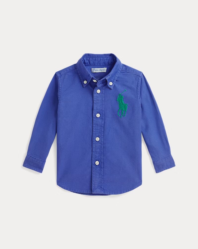 Big Pony Cotton Oxford Shirt Baby Boy/Toddler/Kids-New Iris Blue