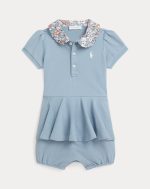 Contrast-Collar Mesh Bubble Shortall-Vessel Blue