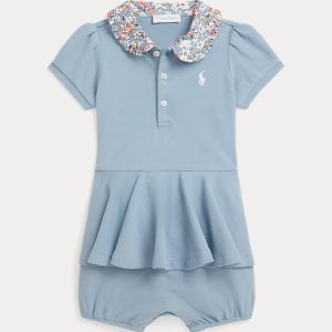 Contrast-Collar Mesh Bubble Shortall-Vessel Blue