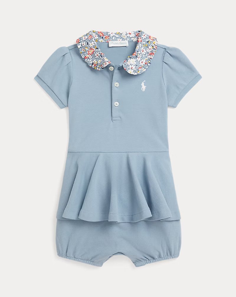 Contrast-Collar Mesh Bubble Shortall-Vessel Blue