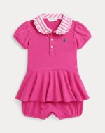 Contrast-Collar Mesh Bubble Shortall-College Pink