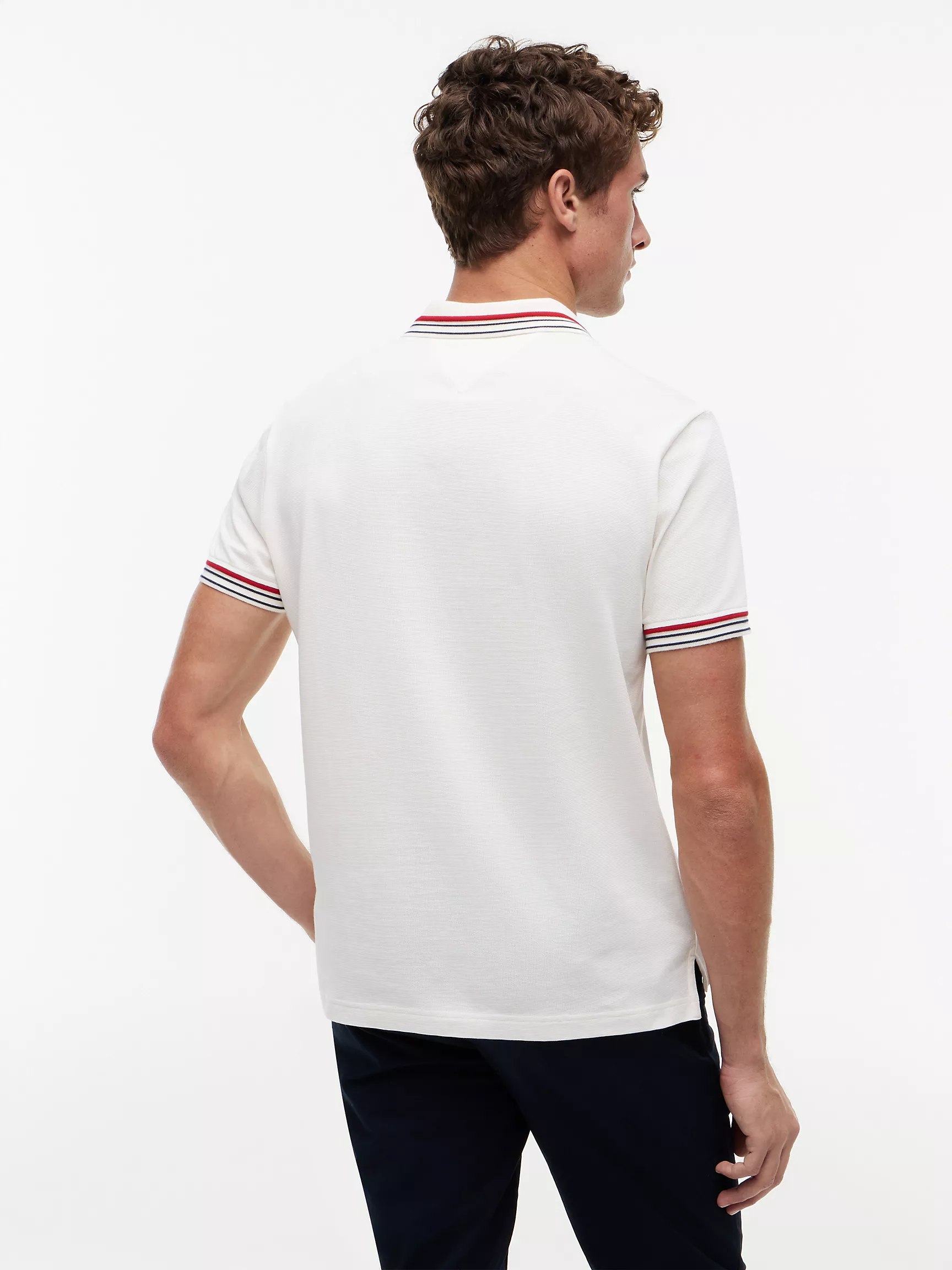 Regular Fit Tipped Smooth Cotton Polo-Ivory Petal - Image 2