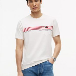 Chest Stripe Pocket T-Shirt-Ivory Petal