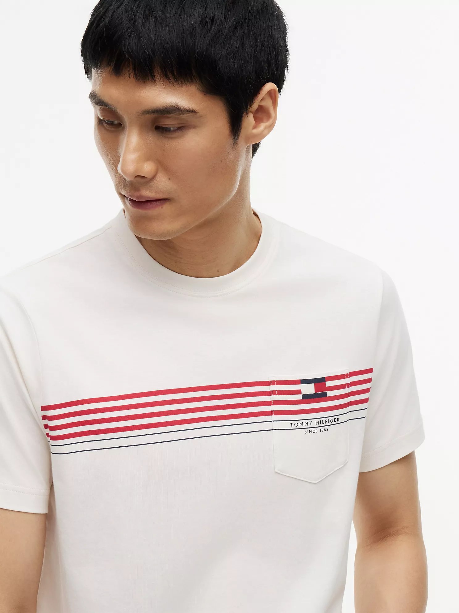 Chest Stripe Pocket T-Shirt-Ivory Petal - Image 3