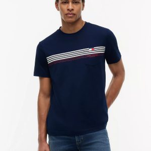 Chest Stripe Pocket T-Shirt-Carbon Navy