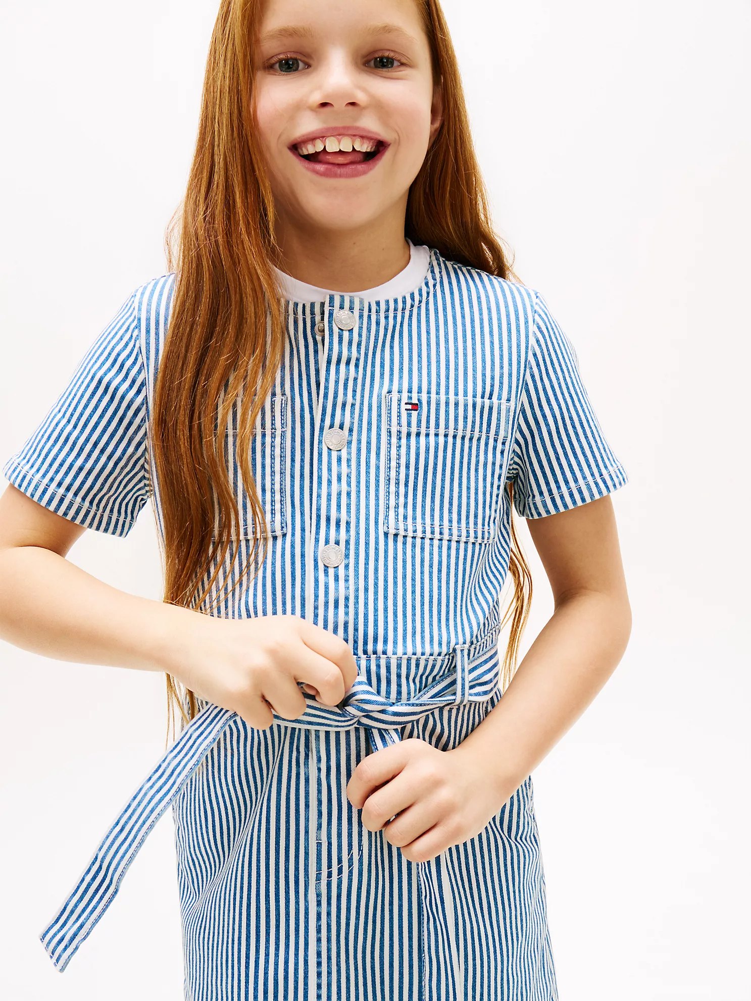 Kids' Striped Denim Dress-Stripe - Image 5