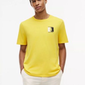 Two-Tone Flag Logo T-Shirt-Marigold Yellow