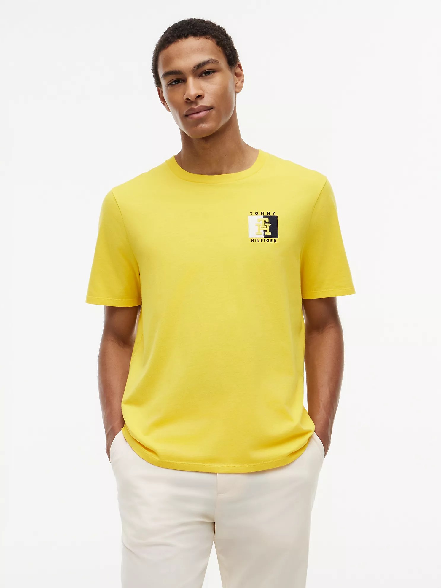 Two-Tone Flag Logo T-Shirt-Marigold Yellow
