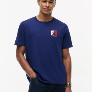 Two-Tone Flag Logo T-Shirt-Navy