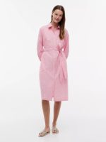 Allover Floral Striped Midi Shirtdress-Pink Alert