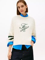Embroidered Logo Cable Knit Sweater-Calico