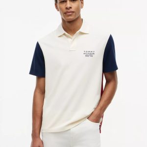 Classic Fit Colorblock Pique Polo-Ivory Petal