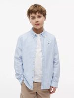 Kids' Striped Stretch Oxford Shirt-Copenhagen Blue Stripe