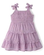 Baby And Toddler Girls Floral Textured Tie Shoulder Dress-purple
