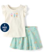 Toddler Girls Print 2-Piece Outfit Set-MINT CREAM