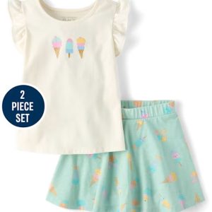 Toddler Girls Print 2-Piece Outfit Set-MINT CREAM