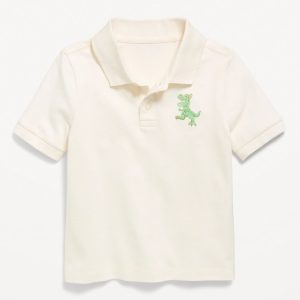 Printed Short-Sleeve Pique Polo Shirt for Toddler Boys-Dino