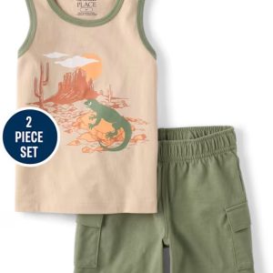 Baby And Toddler Boys Lizard 2-Piece Outfit Set-green