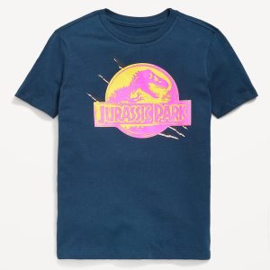 Jurassic Park™ Gender-Neutral Graphic T-Shirt for Kids-Obscure Night