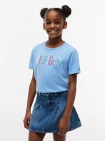 Kids' Sequin Hilfiger Logo T-Shirt-Light Iris Blue