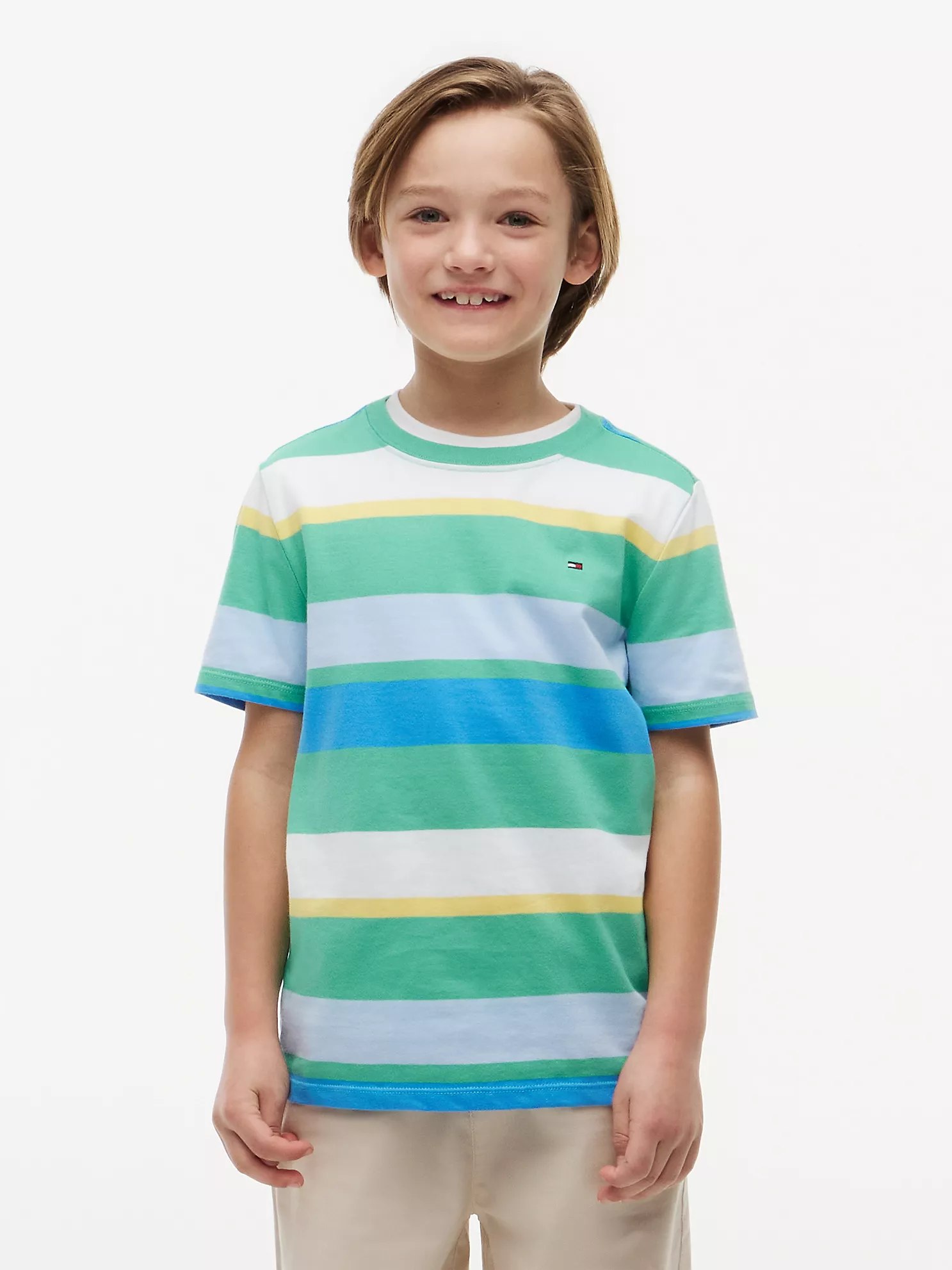 Kids' Multicolor Stripe T-Shirt-Aloha Green