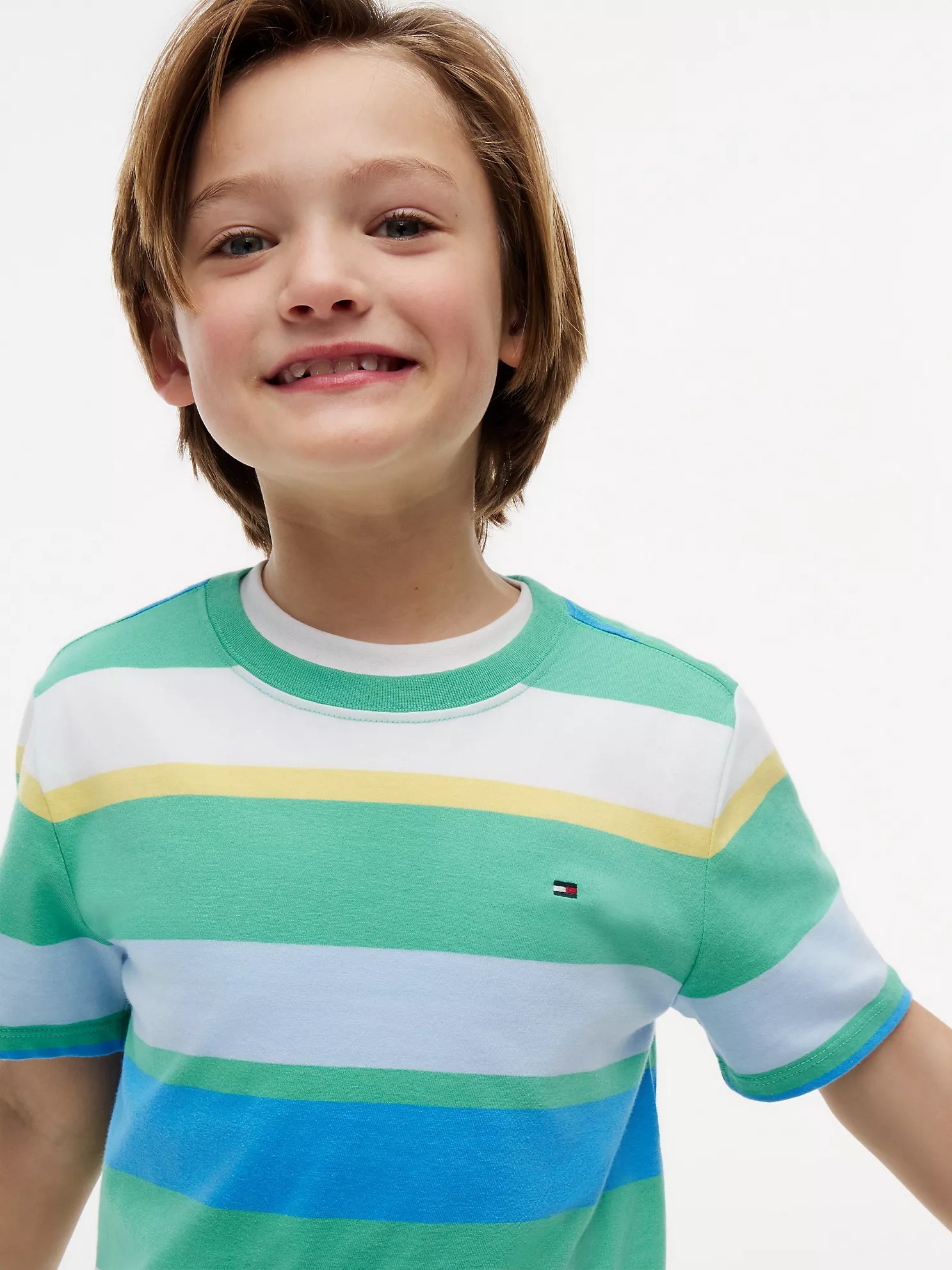 Kids' Multicolor Stripe T-Shirt-Aloha Green - Image 2
