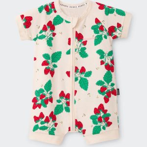 Zip Romper-Strawberry Sweet Fields