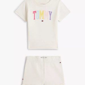 Babies' Tommy Logo T-Shirt & Short Set-Ivory Silk