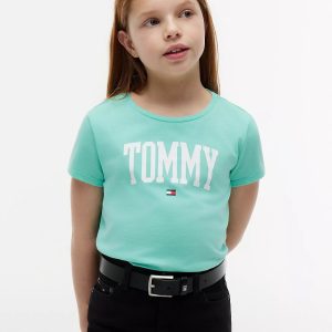 Kids' Tommy Color Logo T-Shirt-Light Jade Green