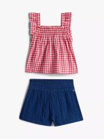 Babies' Gingham Top & Short Set-Red