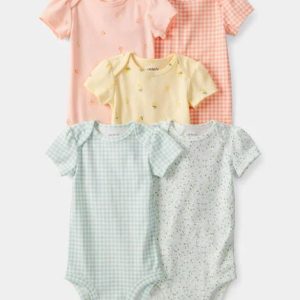 Baby Girl 5-Pack Fruit Multipack Bodysuits-Orange/Green/Yellow