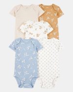 Baby 5-Pack Floral Short-Sleeve Cotton Bodysuits-Multi
