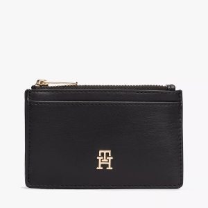 Monogram Logo Zip Cardholder-Black