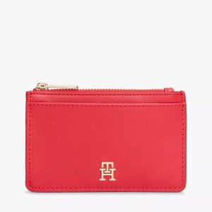 Monogram Logo Zip Cardholder-Primary Red