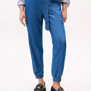 Belted Cargo Jogger-Dark Chambray